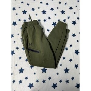Under Armour Men's Jogger Pants Olive Green Tapered Athletic Zip Pocket